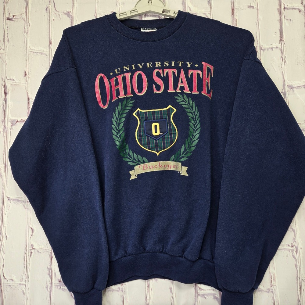 VTG 90's Santee by Pluma Ohio State University Buckeyes Sweatshirt Navy Blue XL